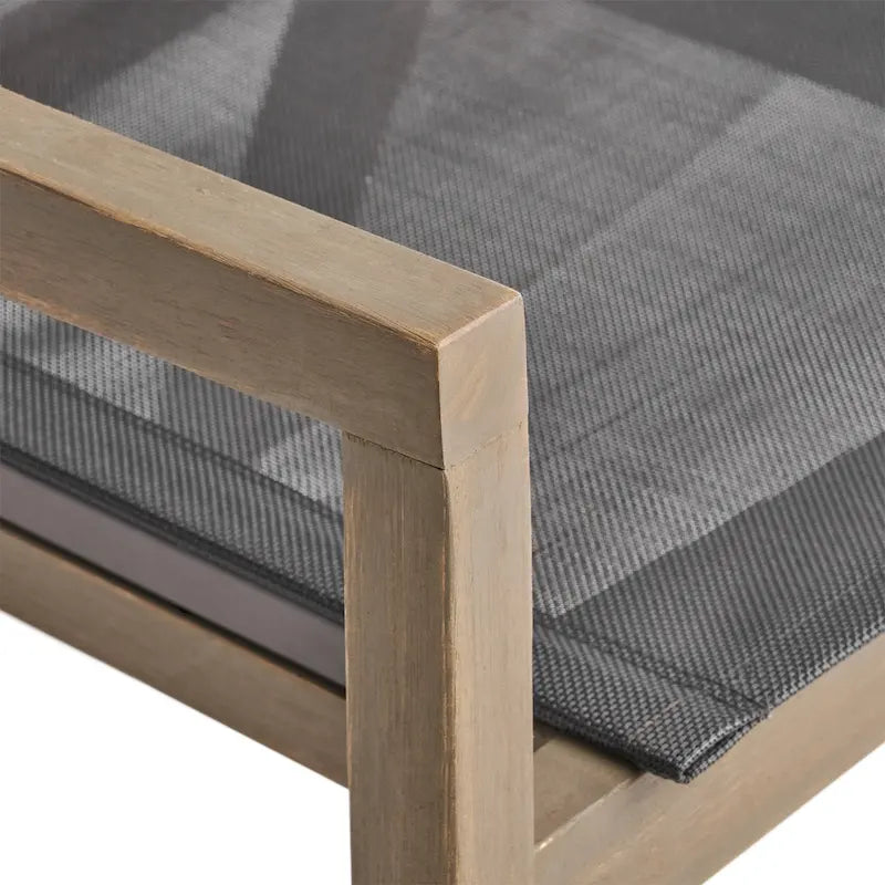 Chaucer Outdoor 4-Seater Square Acacia Wood Mesh Seats Dining Set