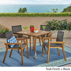 Chaucer Outdoor 4-Seater Square Acacia Wood Mesh Seats Dining Set