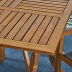 Chaucer Outdoor 4-Seater Square Acacia Wood Mesh Seats Dining Set