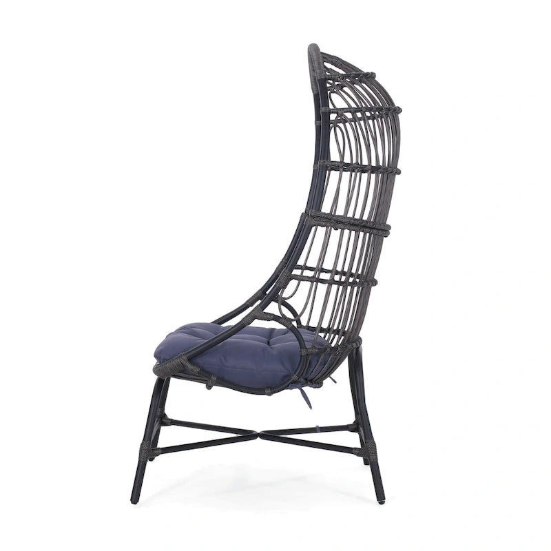 Naclerio Wicker Outdoor Basket Chair with Cushion by Christopher Knight Home