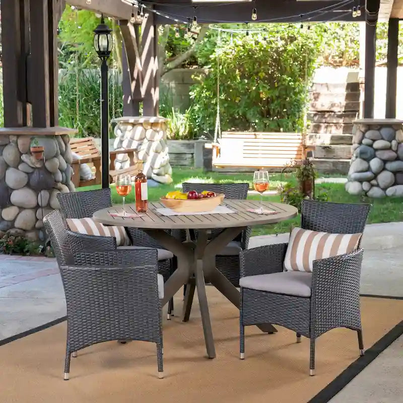 Cedros Wicker/ Acacia Wood Outdoor 5-piece Dining Set by Christopher Knight Home