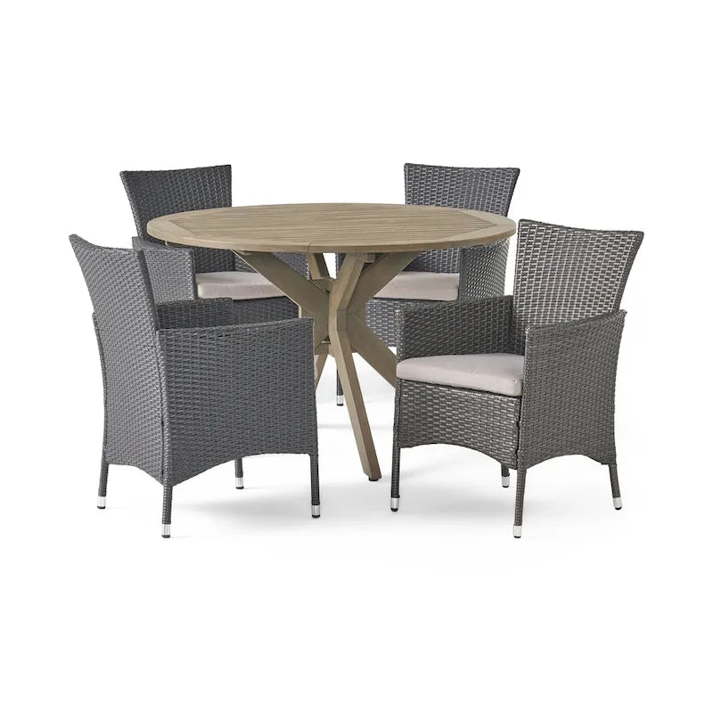 Cedros Wicker/ Acacia Wood Outdoor 5-piece Dining Set by Christopher Knight Home