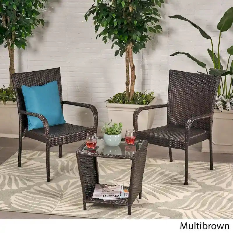 Sarah Outdoor Square Wicker Bistro Chat