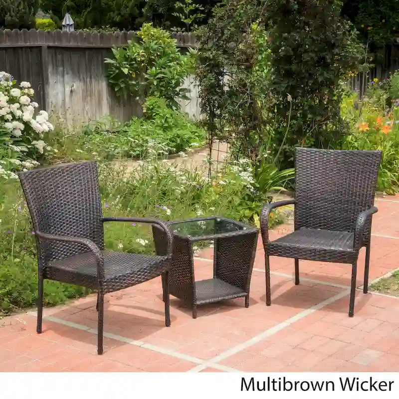 Sarah Outdoor Square Wicker Bistro Chat