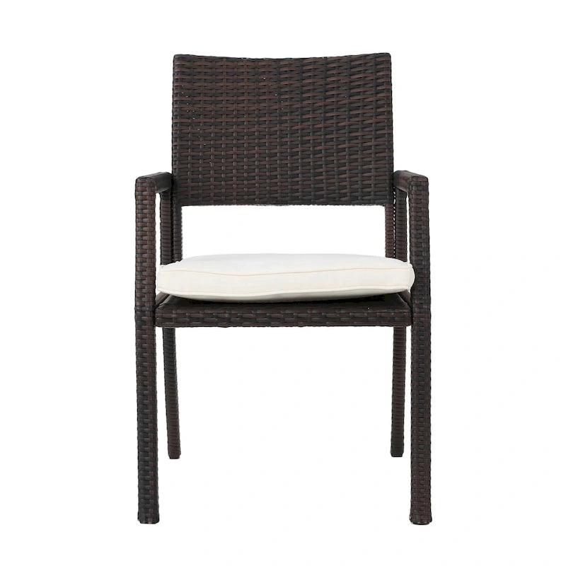 Rhode Island Outdoor Wicker Dining Chair Chair with Cushion (Set of 2) by Christopher Knight Home