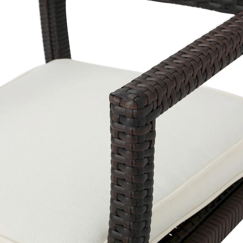 Rhode Island Outdoor Wicker Dining Chair Chair with Cushion (Set of 2) by Christopher Knight Home