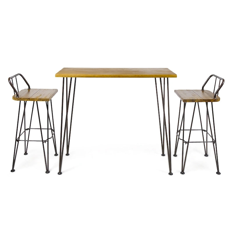 Denali Outdoor Industrial 3-piece Wood Bar Set by Christopher Knight Home