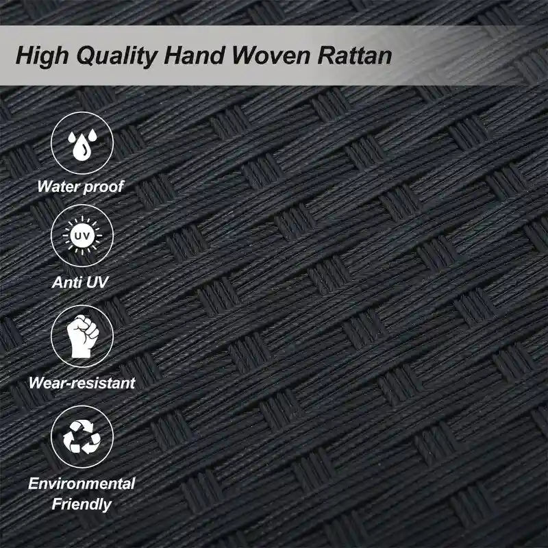 2 Person Wicker Hanging Swing Bench, Front Porch Rattan Woven Swing Outdoor Chair with Cushion and Ropes for Backyard, Garden