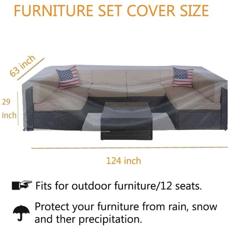 Outdoor Furniture Cover Waterproof Large Seating Protection - 126x63x29