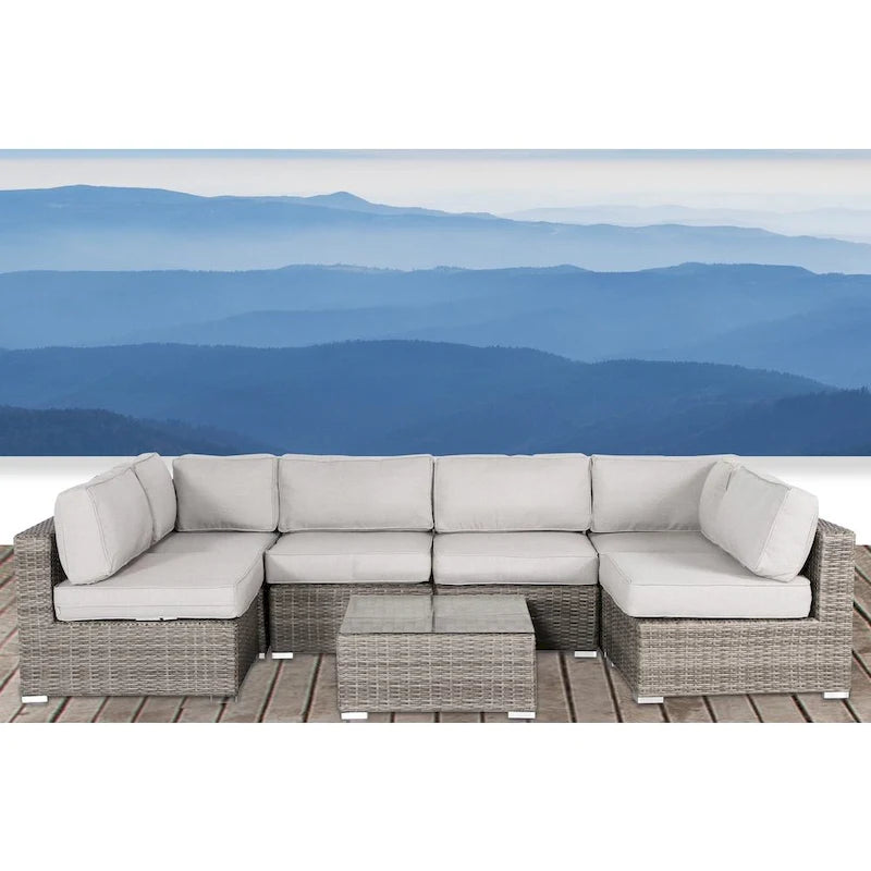 Living Source International Verona Wicker 7-piece Deep Seating Patio Furniture Set