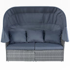 Outdoor Patio Daybed with Retractable Canopy Conversation Set