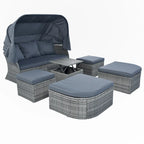 Outdoor Patio Daybed with Retractable Canopy Conversation Set