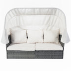 Outdoor Patio Daybed with Retractable Canopy Conversation Set