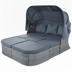 Outdoor Patio Daybed with Retractable Canopy Conversation Set