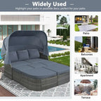Outdoor Patio Daybed with Retractable Canopy Conversation Set