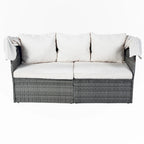 Outdoor Patio Daybed with Retractable Canopy Conversation Set