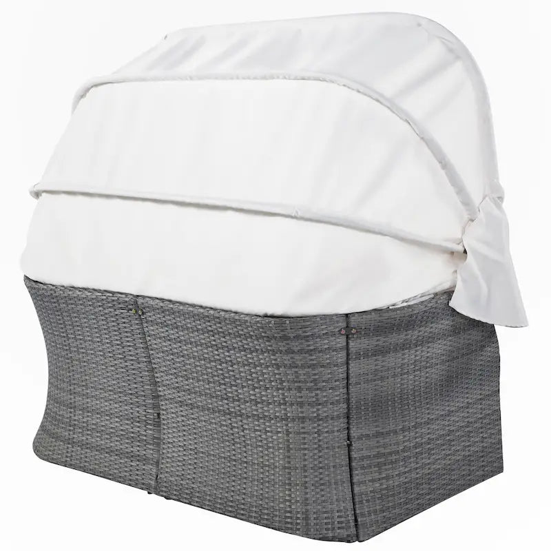 Outdoor Patio Daybed with Retractable Canopy Conversation Set