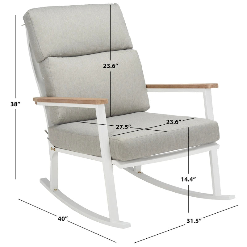 Aurilla White/Grey Outdoor Rocking Chair