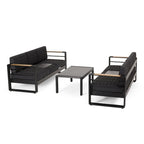 Giovanna Outdoor Aluminum 6 Seater Chat Set with Water Resistant Cushions by Christopher Knight Home