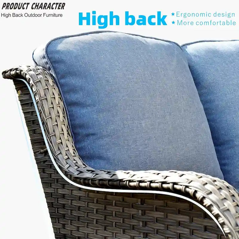 Grey Wicker Patio Furniture With Rectangular Fire Pit