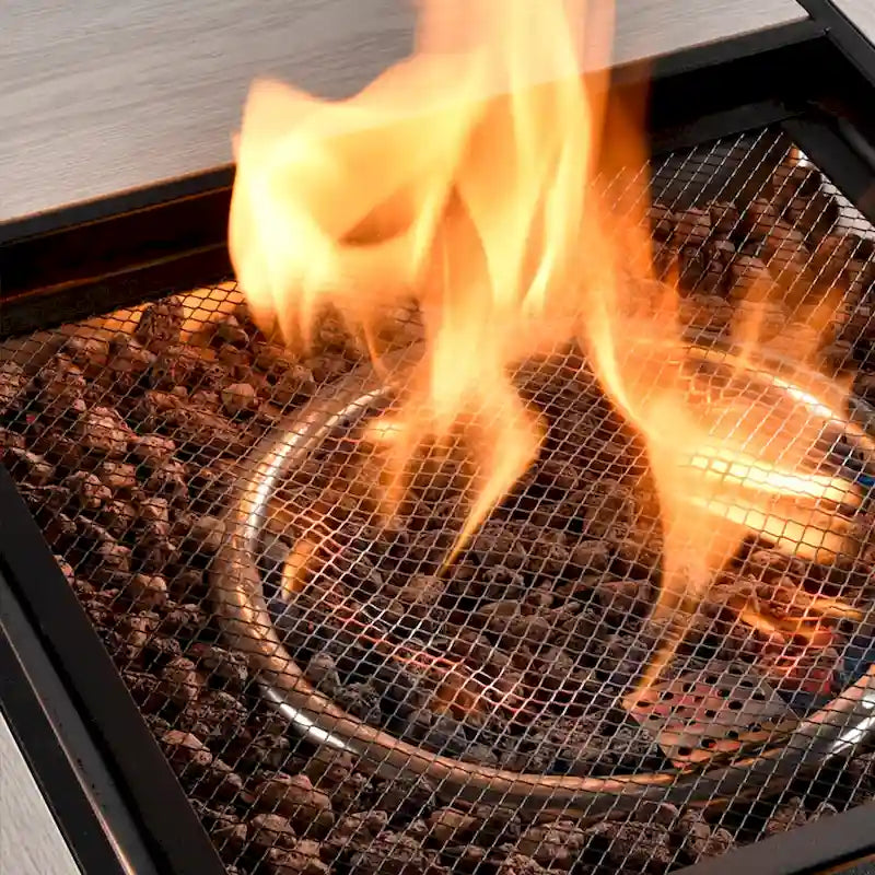 Grey Wicker Patio Furniture With Rectangular Fire Pit