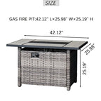 Grey Wicker Patio Furniture With Rectangular Fire Pit
