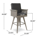 Puerta Outdoor Wicker Barstool with Cushions
