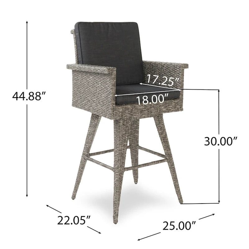 Puerta Outdoor Wicker Barstool with Cushions