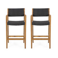 Genesee Outdoor Acacia Wood Barstools with Wicker