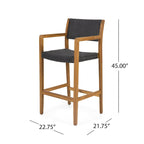Genesee Outdoor Acacia Wood Barstools with Wicker