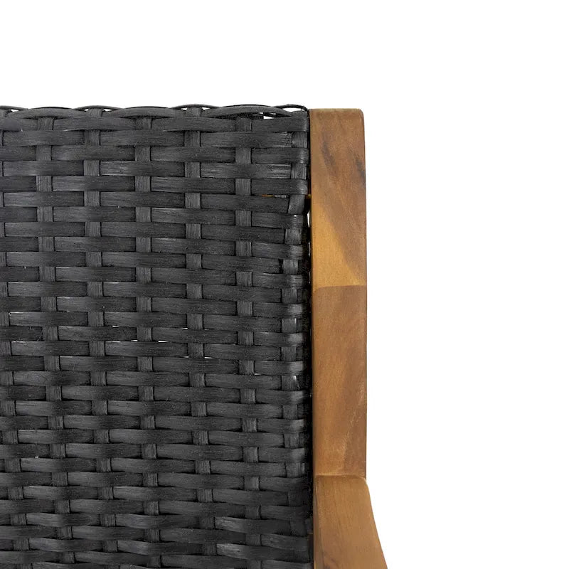 Genesee Outdoor Acacia Wood Barstools with Wicker