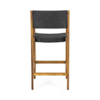 Genesee Outdoor Acacia Wood Barstools with Wicker