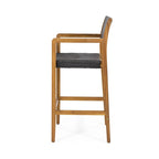Genesee Outdoor Acacia Wood Barstools with Wicker