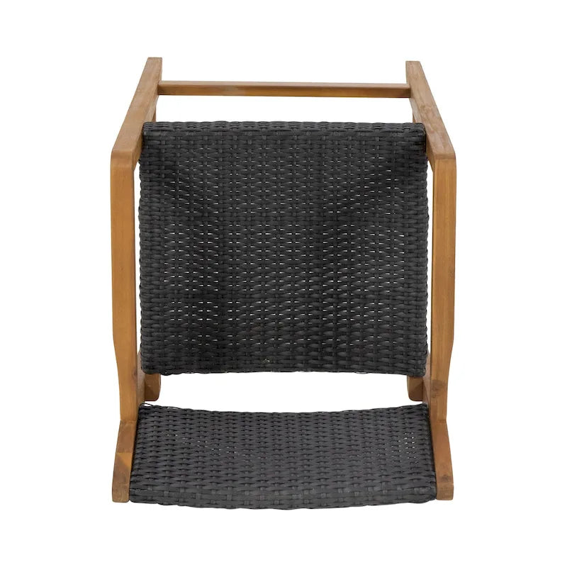 Genesee Outdoor Acacia Wood Barstools with Wicker