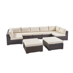 Santa Rosa Outdoor 7-Seater Wicker Sectional Sofa with Cushions