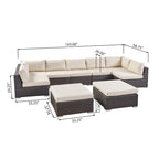 Santa Rosa Outdoor 7-Seater Wicker Sectional Sofa with Cushions