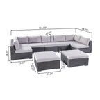 Santa Rosa Outdoor 7-Seater Wicker Sectional Sofa with Cushions