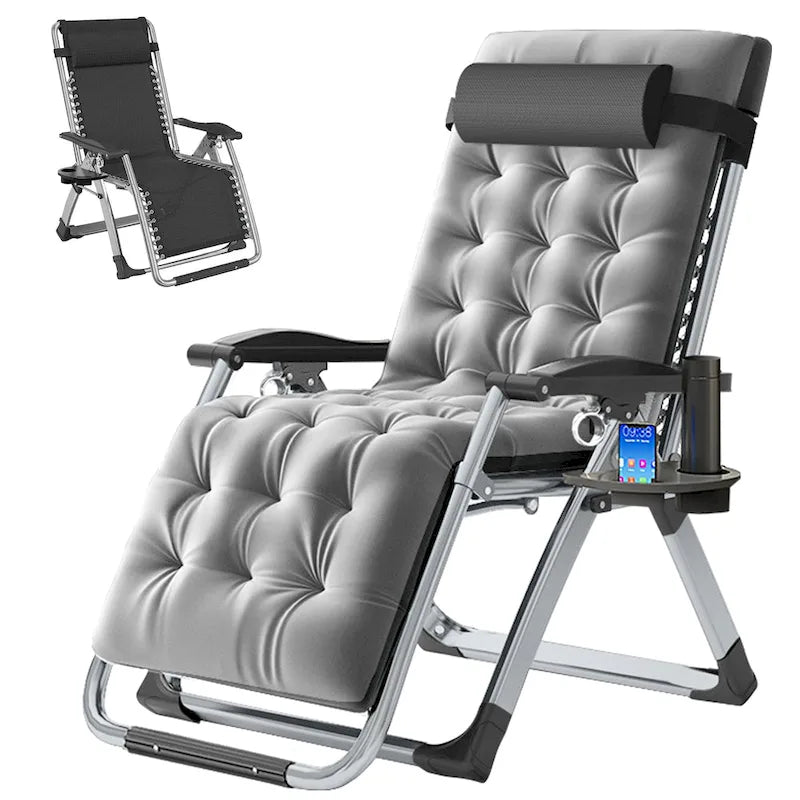 Zero Gravity Chair Outdoor Folding Lounge Chair with Mat, Tray, Pillow