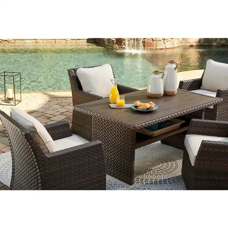 Easy Isle Dark Outdoor Brown Rectangular Table