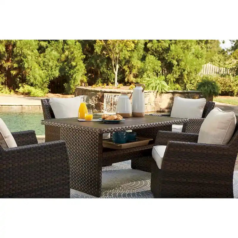 Easy Isle Dark Outdoor Brown Rectangular Table