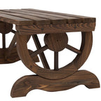 2-Person Wood Outdoor Garden Bench with Wheel Designed Legs
