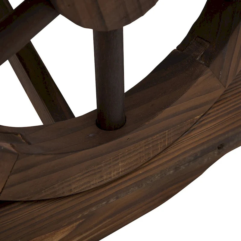 2-Person Wood Outdoor Garden Bench with Wheel Designed Legs