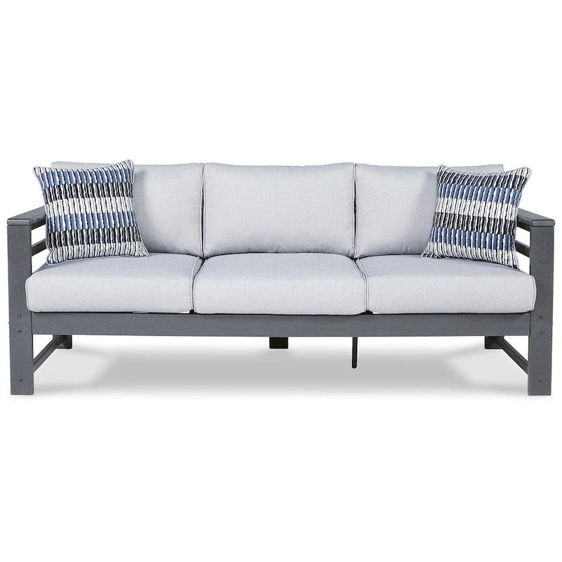 Signature Design by Ashley Amora Outdoor Poly All Weather Sofa with Cushion - 79W x 30D x 26H