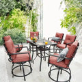 Patio Festival 8-Piece Outdoor Bistro Dining Set with Red Cushions