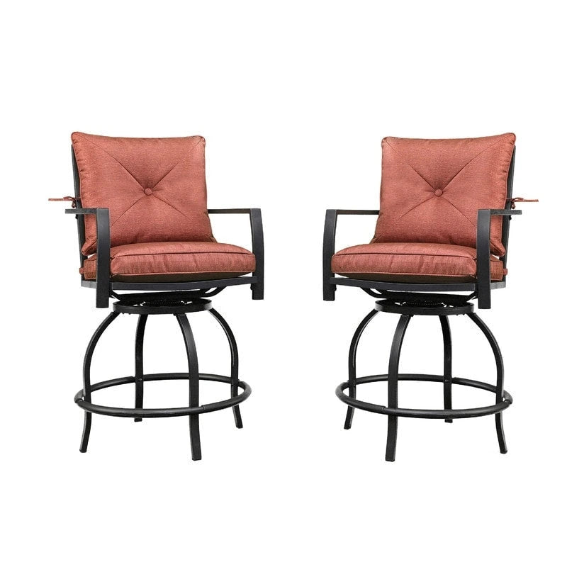 Outdoor Patio Dining Rectangular Aluminum Table with Umbrella Hole and Rattan Chair