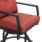 Outdoor Patio Dining Rectangular Aluminum Table with Umbrella Hole and Rattan Chair