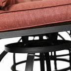 Outdoor Patio Dining Rectangular Aluminum Table with Umbrella Hole and Rattan Chair