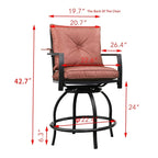 Outdoor Patio Dining Rectangular Aluminum Table with Umbrella Hole and Rattan Chair