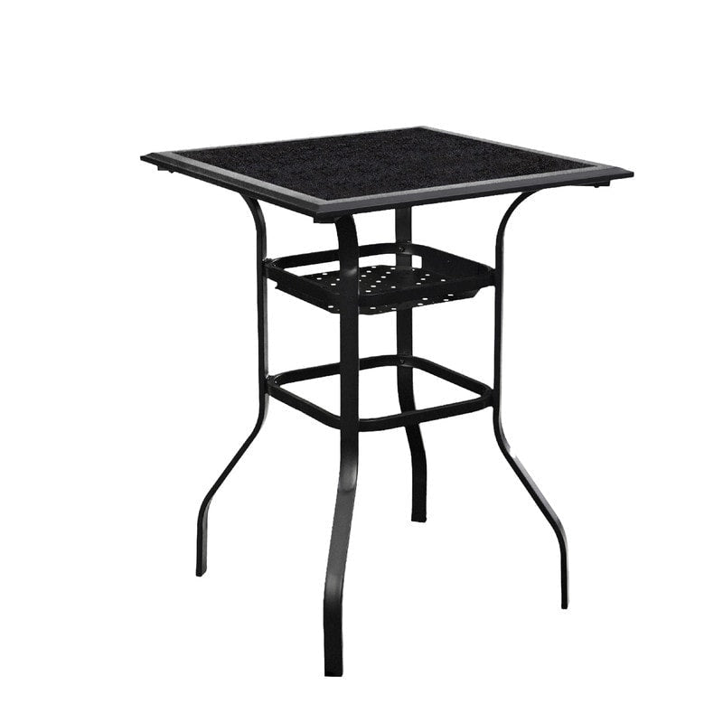 Outdoor Patio Dining Rectangular Aluminum Table with Umbrella Hole and Rattan Chair
