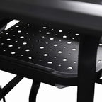 Outdoor Patio Dining Rectangular Aluminum Table with Umbrella Hole and Rattan Chair